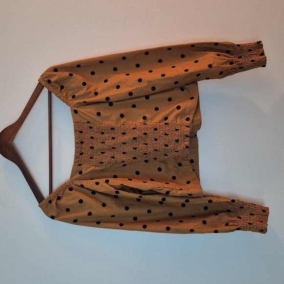 Corduroy Sweetheart Smocked-Back Top in Dot Button Frony Smocked Sleeve Size 10 - Picture 5 of 9